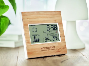 Logotrade advertising product picture of: Weather station bamboo front TURKU